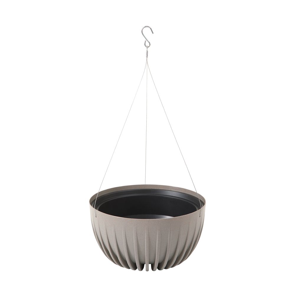 Lamelový kvetináč 24 cm x 24 x 14 cm priemer 24 cm plastový odtieň sivej a striebornej